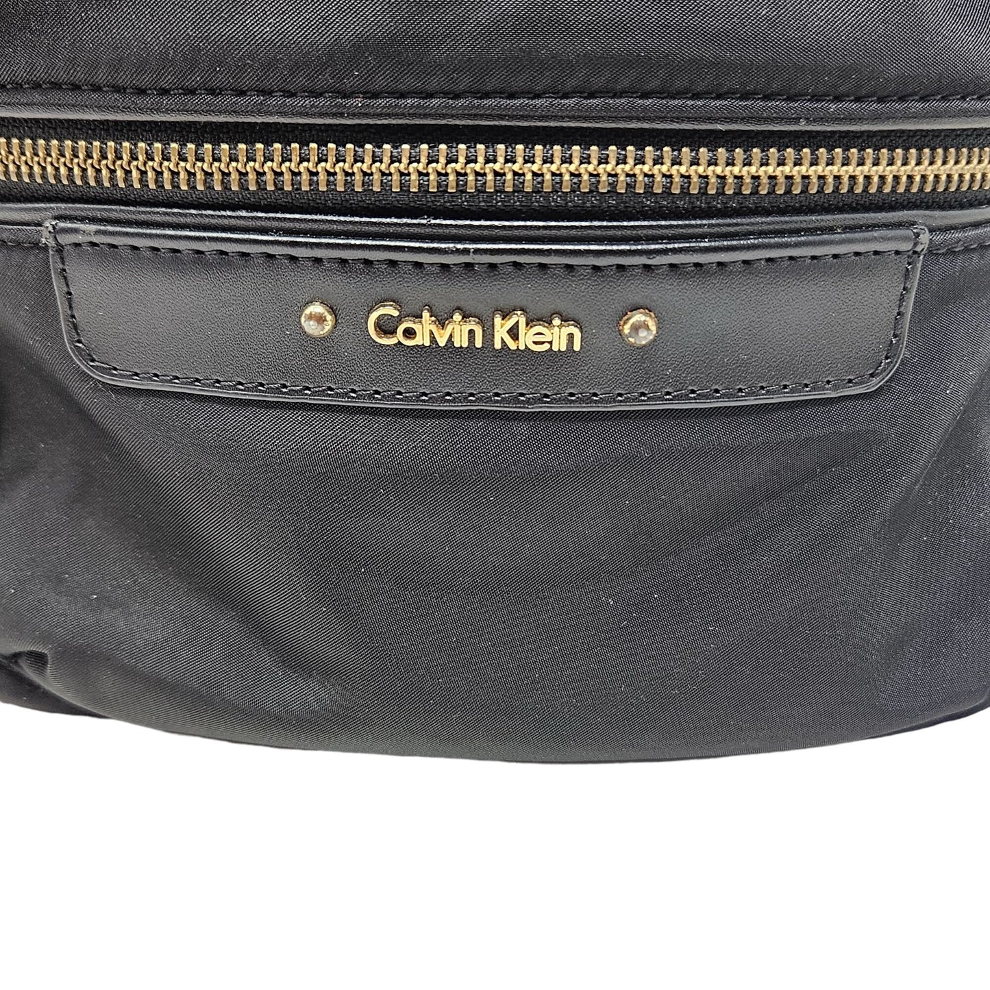 Calvin Klein Mini Back Pack Black Gold Zipper Adjustable Straps Pockets RN54163