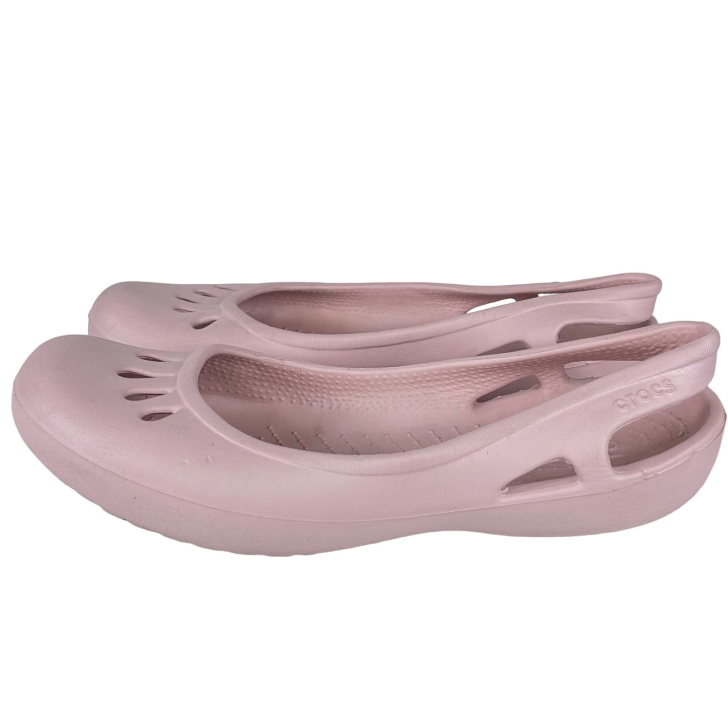 Crocs Malindi size 10 Pink Rubber Flats Slingback Closed Toe Comfort Shoe Sandal