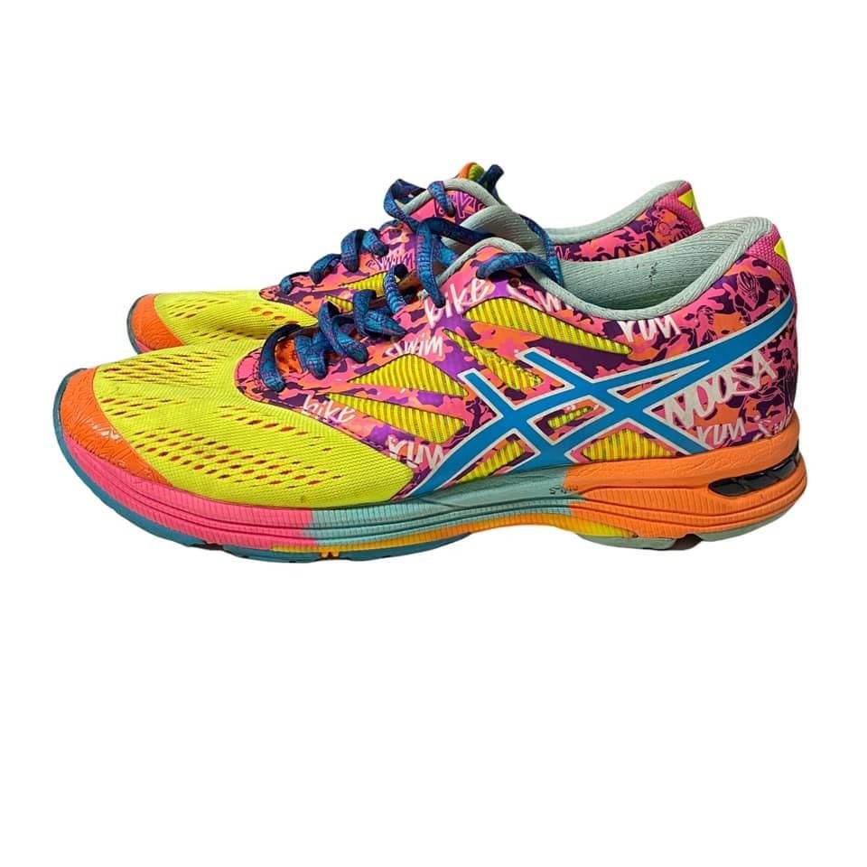 Asics T580N Gel Noosa Tri 10 Triathlon NEON Pink Yellow Shoes Womens Sz 6.5