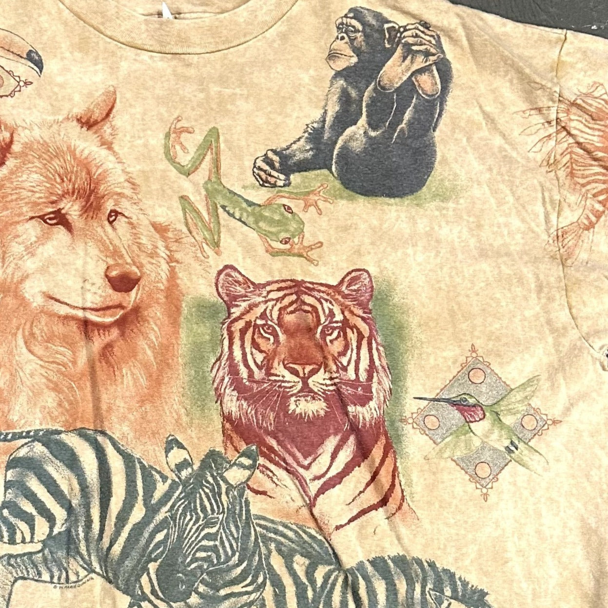 Vintage Harlequin NG Hanes XL 1994 Safari Animals TShirt Single Stitch USA Made