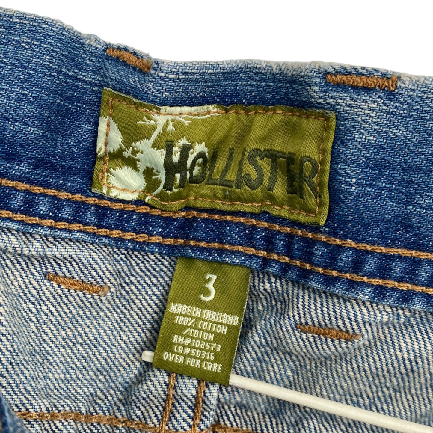 Vintage Hollister 3 Blue Jean Mini Skirt Distressed Flap Pockets Y2K Raw Hem