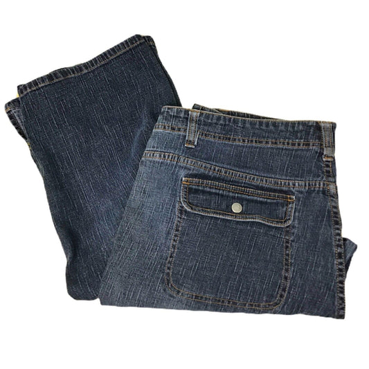 Venezia Womens 18 Cropped Blue Jeans Dark Wash Mid Rise Flap Pockets Denim Pants