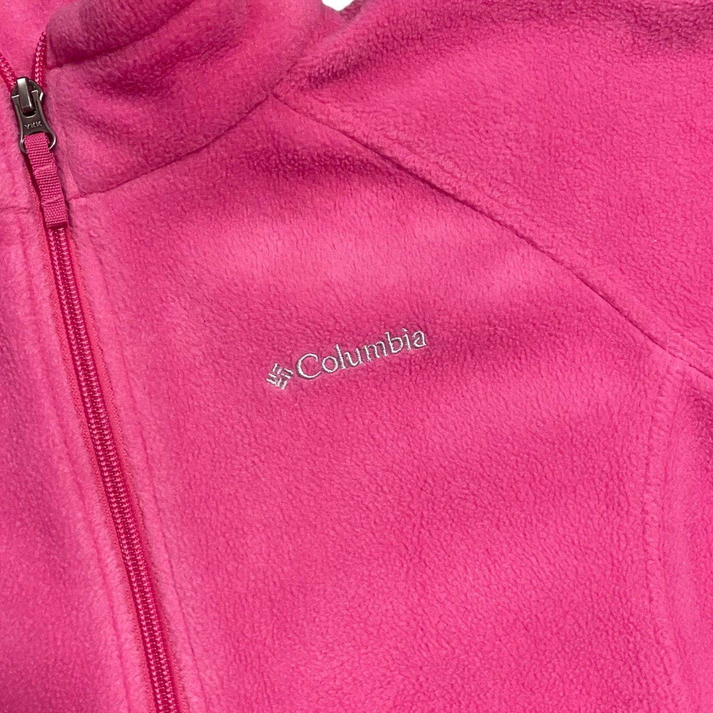 Columbia Girls Youth XL Pink Fleece Jacket Full Zip Pockets Lightweight Name Tag