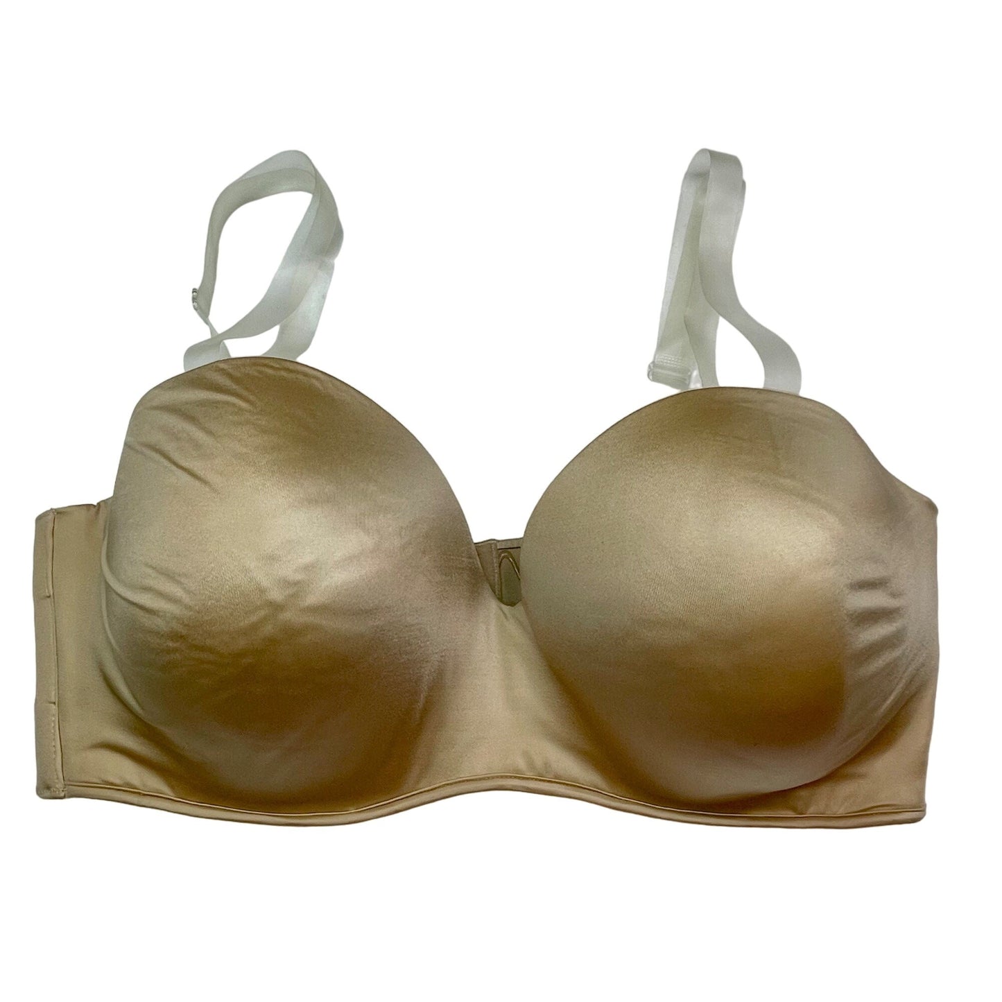 Cacique 40F Tan Strapless Bra Lined Underwire Lightly Padded Removable Straps