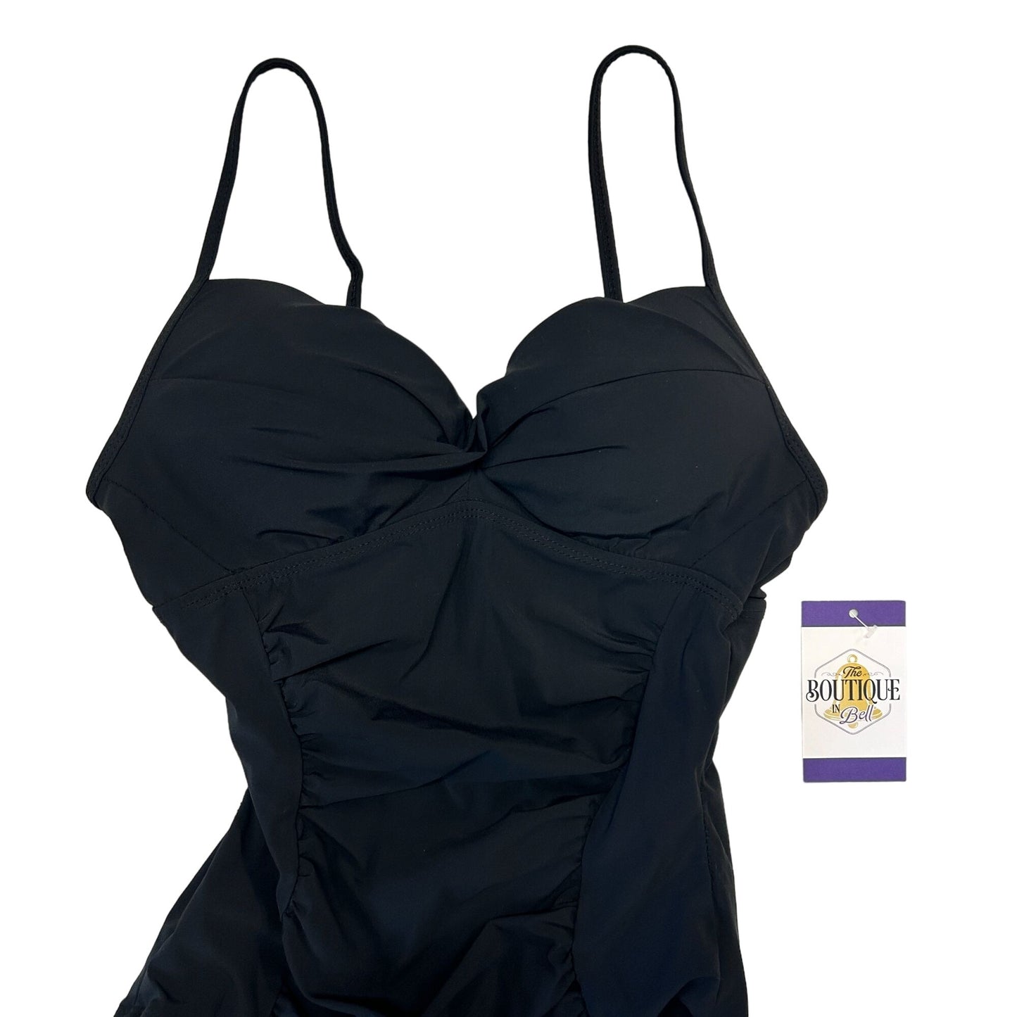 Assets By Sara Blakely M Black Push up One Piece Swimsuit 1547 Slimming