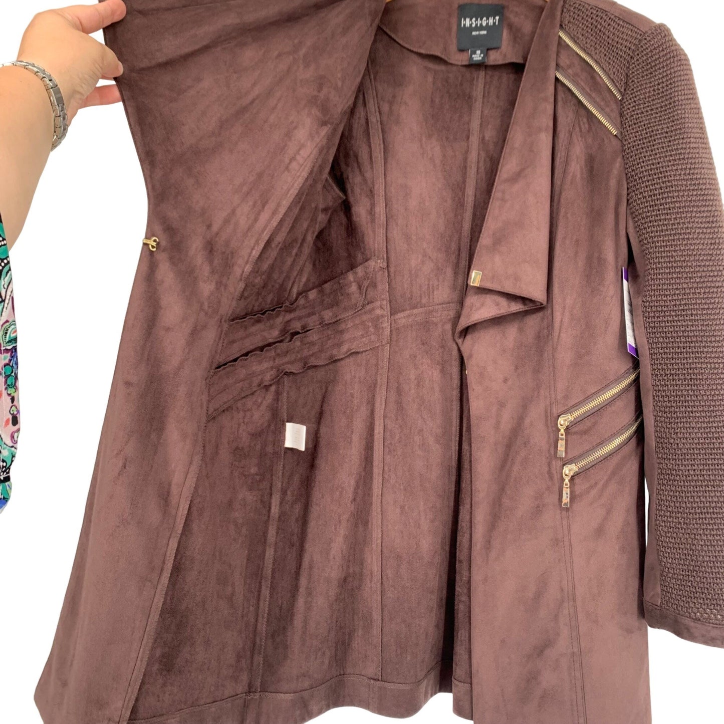 Insight 10 Brown Faux Suede Jacket Zipper Accent Long Hook Eye Casual Nordstrom