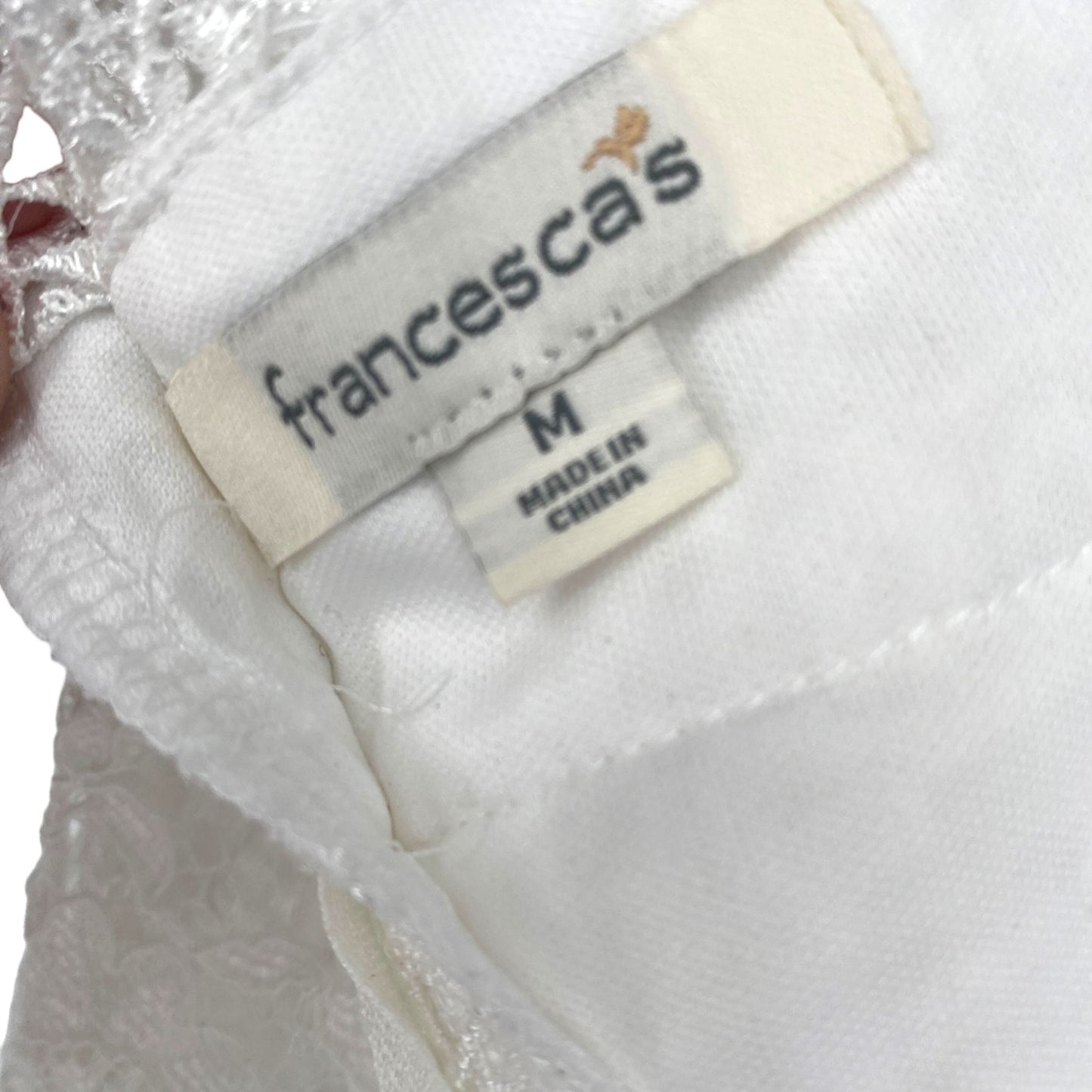 Francescas M White Lace Mini Dress Fit Flare Off Shoulder F17D412-B Lined Zip