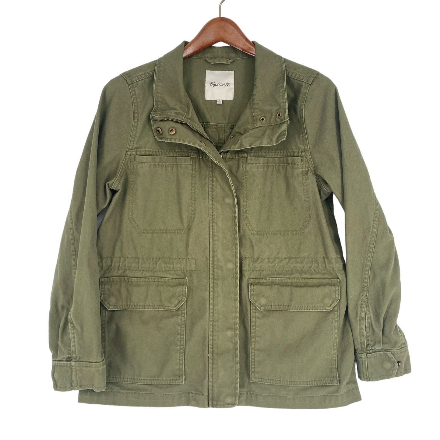 Madewell Womens M Olive Green Passage Military Utility Cargo Jacket Full Zip