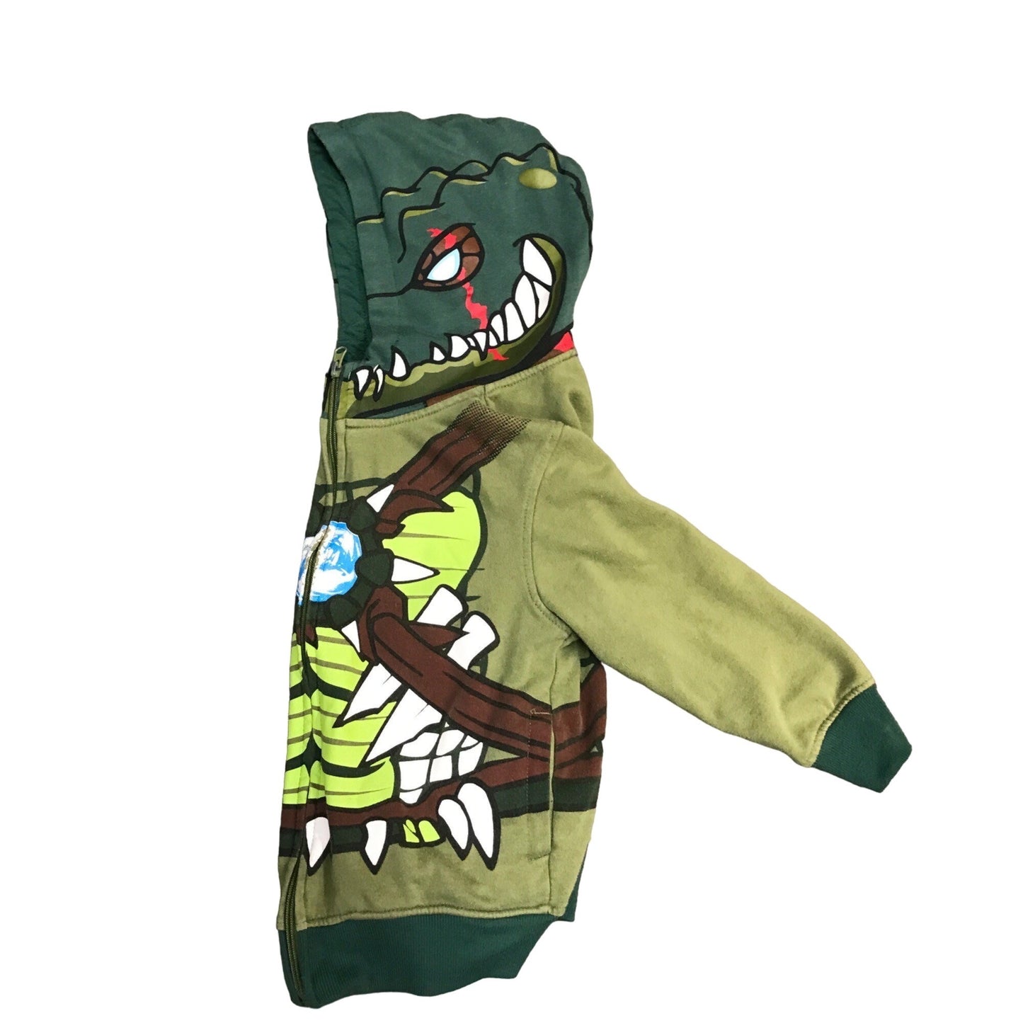 Lego CHIMA Youth Crocodile Green Full Zip Costume Hoodie Jacket Front Pockets