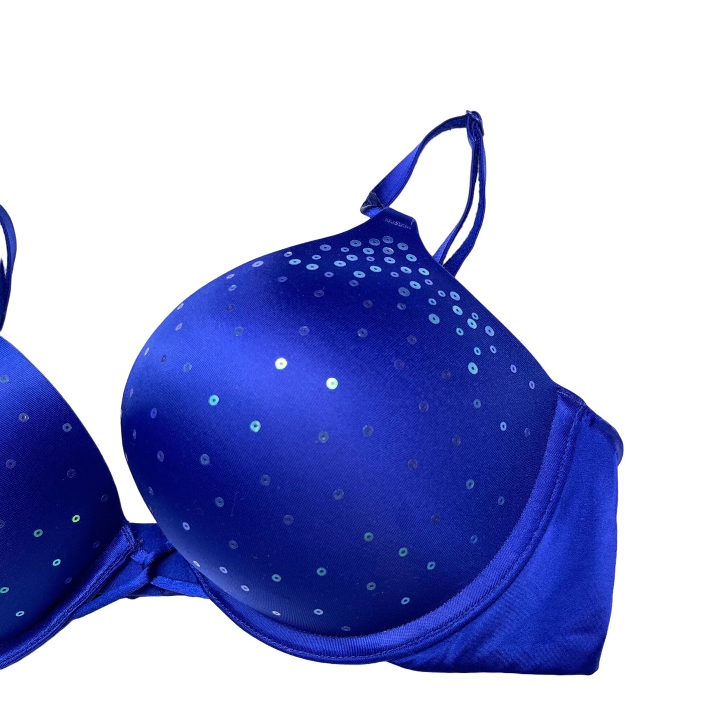 Victoria's Secret 36B Royal Blue Miraculous Plunge Push Up Bra Sequin Detail