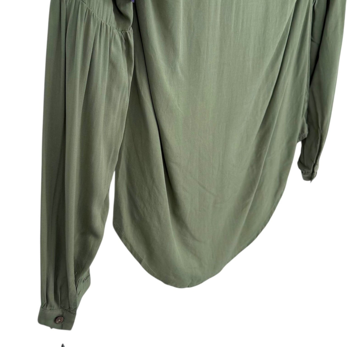 NWT Noble Outfitters XS Olive Green Western Boho Lace Long Sleeve Tassel Blouse