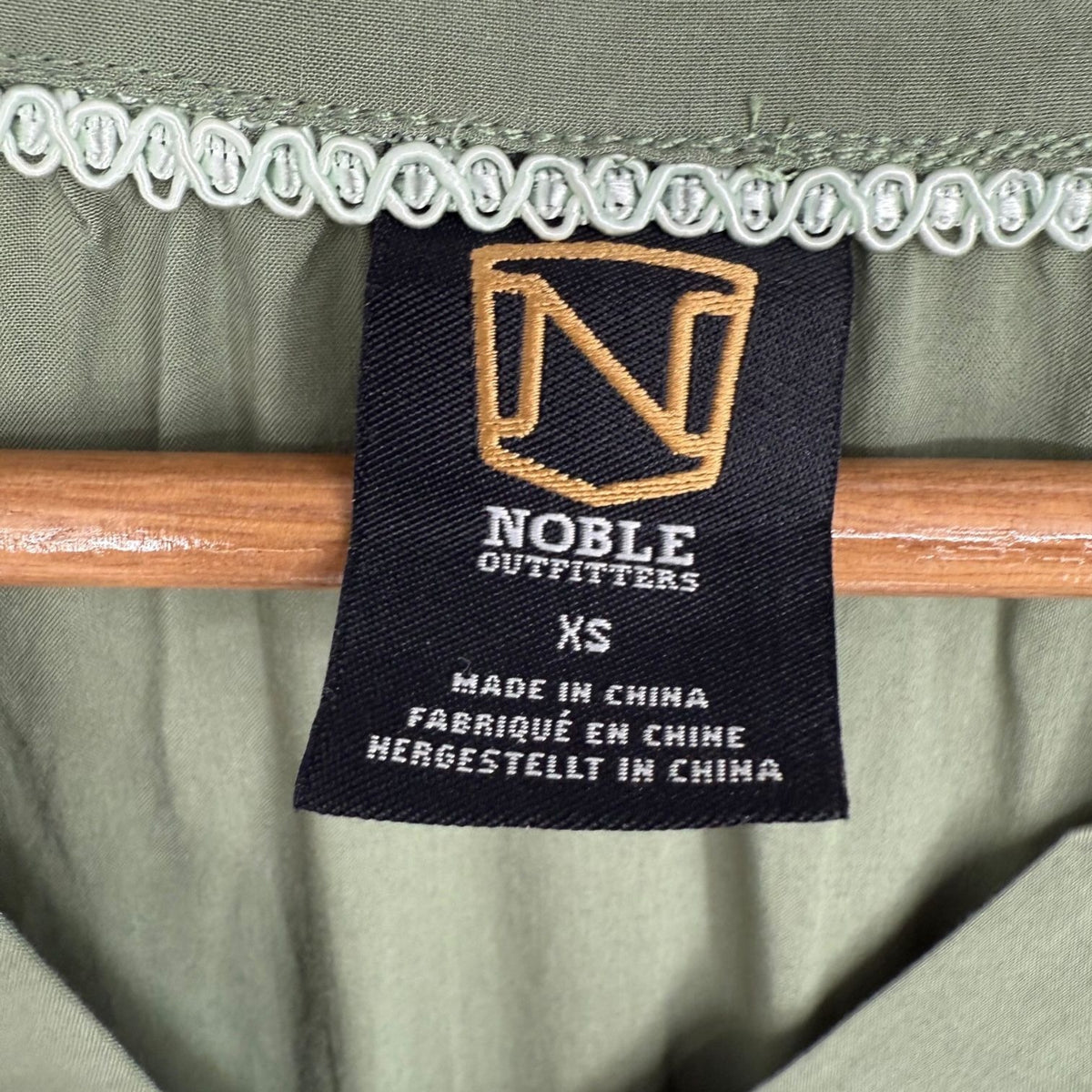 NWT Noble Outfitters XS Olive Green Western Boho Lace Long Sleeve Tassel Blouse