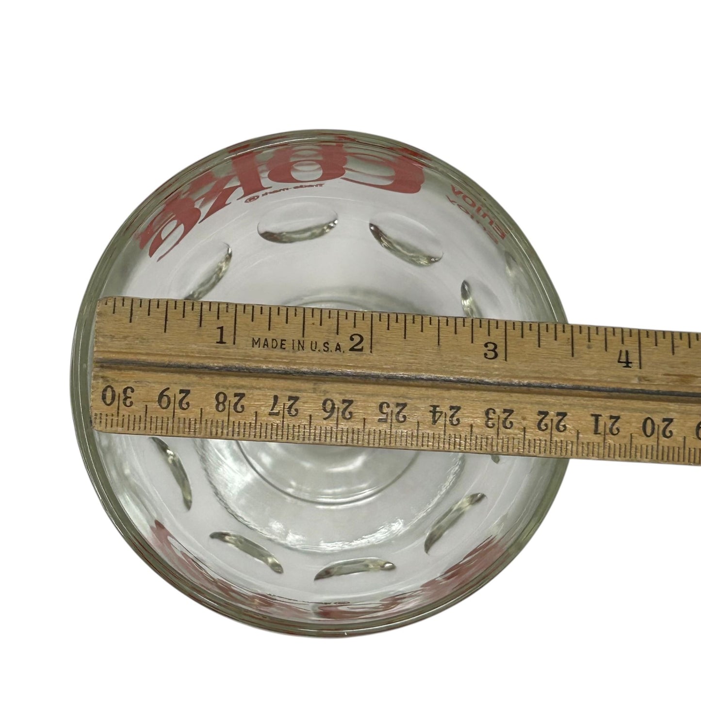 Vintage Enjoy Coca-Cola Retro Glass Thumbprint Goblet Red Logo Print Coke