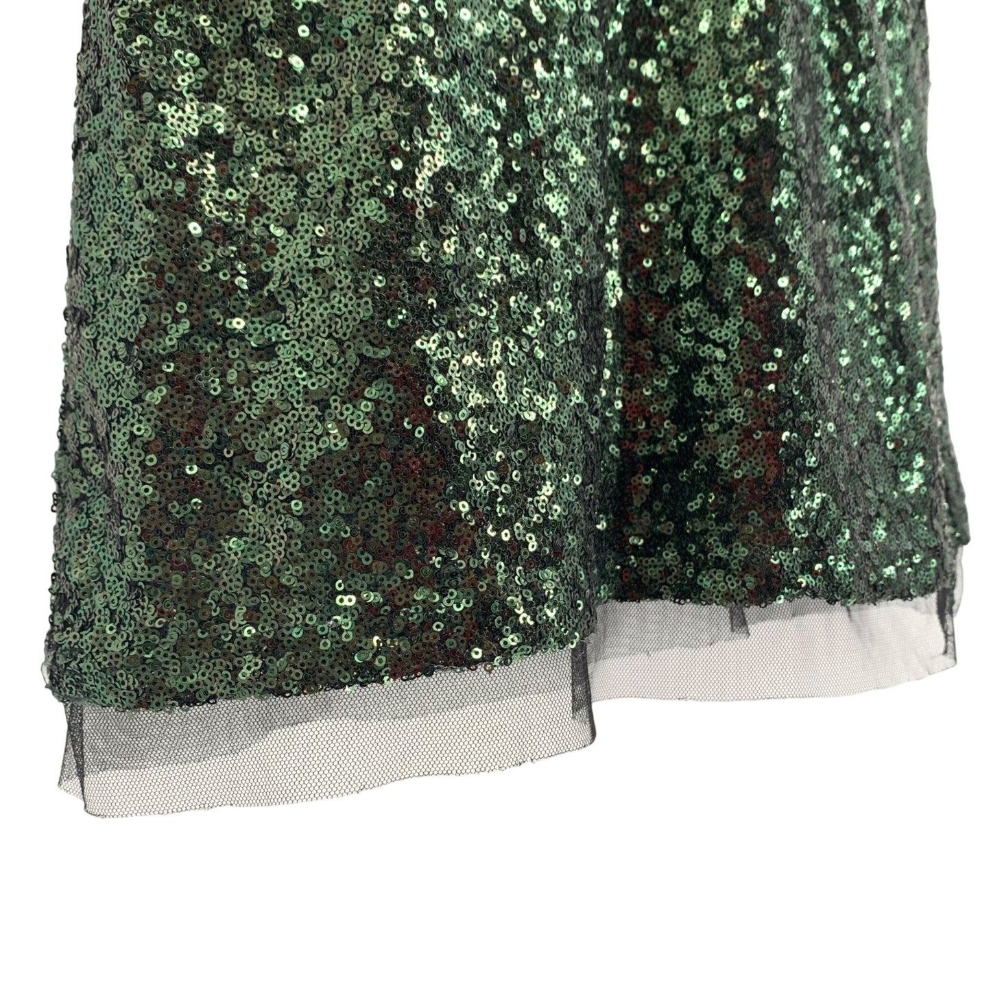 Lucy Paris S Green Sequin Cocktail Mini Dress Lined Short Sleeve Round Neck