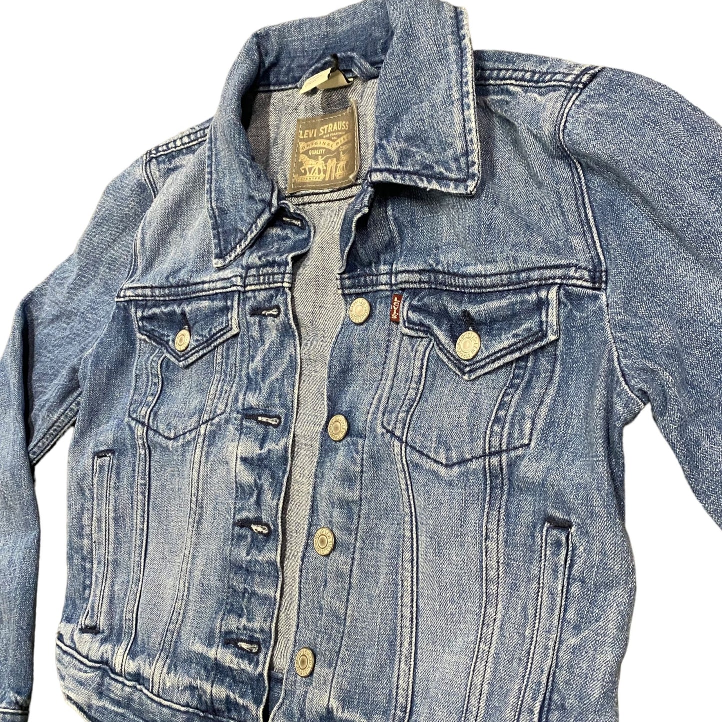 Levi Strauss & Co Youth S Blue Denim Jean Jacket Front Button Pockets Light Wash