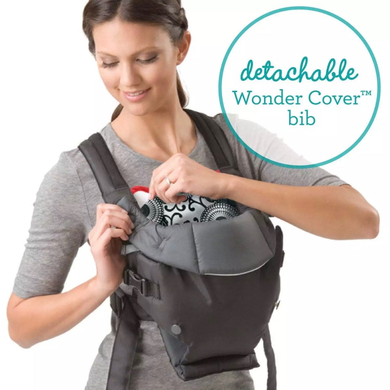 Infantino Swift Classic Carrier 8-25lbs - 2 Ways to Carry Black Carrier with Bib