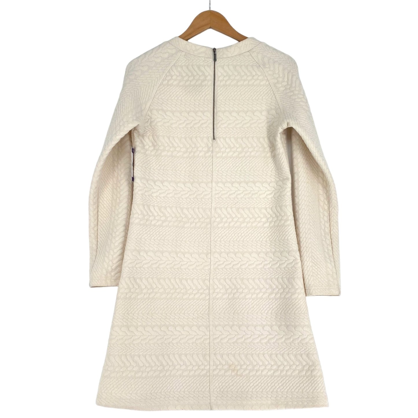 PrAna M Ivory Macee Dress Quilted Textured Jacquard Long Sleeve Knee Length