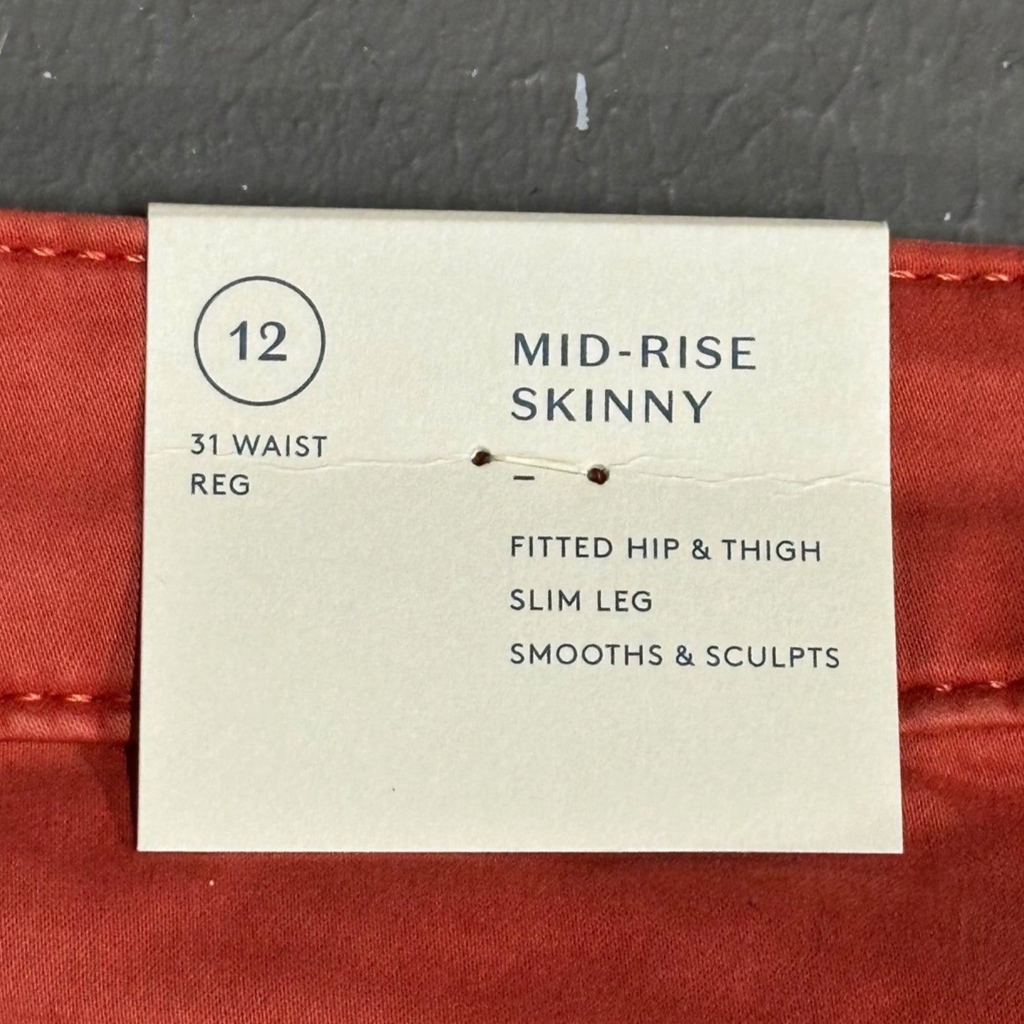 NWT Universal Thread 12/31R Orange Mid Rise Skinny Jeans Button Fly Sculpts