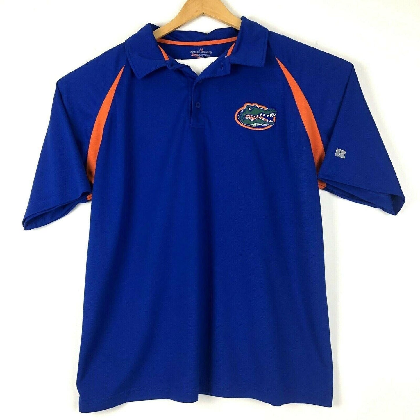 Russell Athletic Mens XXL UF Florida Gators Polo Short Sleeve Shirt Orange Blue