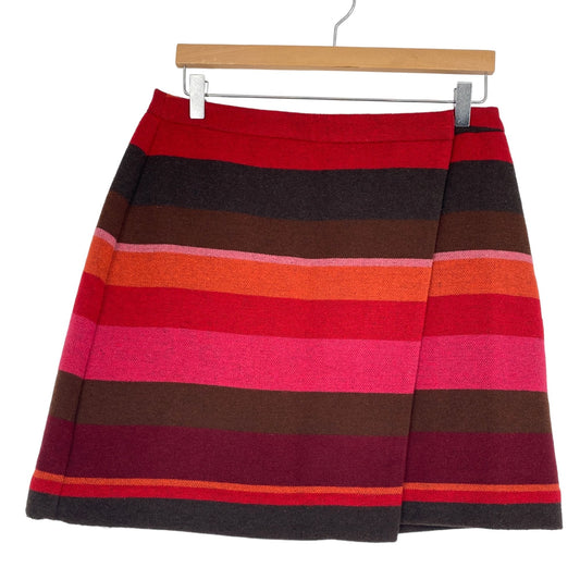 NWT LOFT 10 Wool Blend Wrap Mini Skirt Pink Red Brown Orange Lined Fall