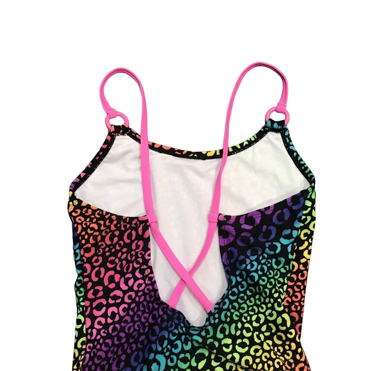 SO Kohls Girls Size 12 One Piece Swimsuit Multicolored Leopard Print Swimwear