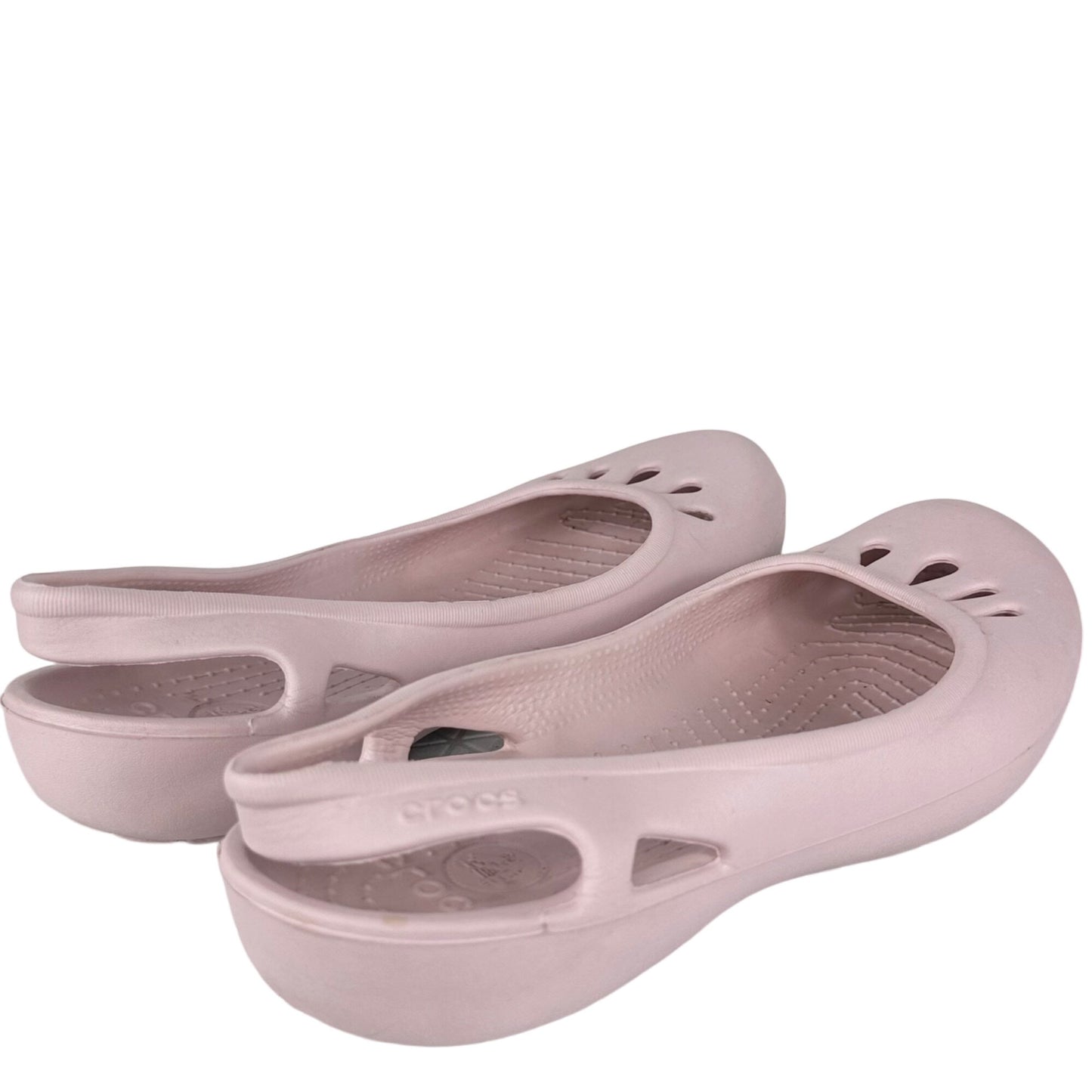 Crocs Malindi size 10 Pink Rubber Flats Slingback Closed Toe Comfort Shoe Sandal