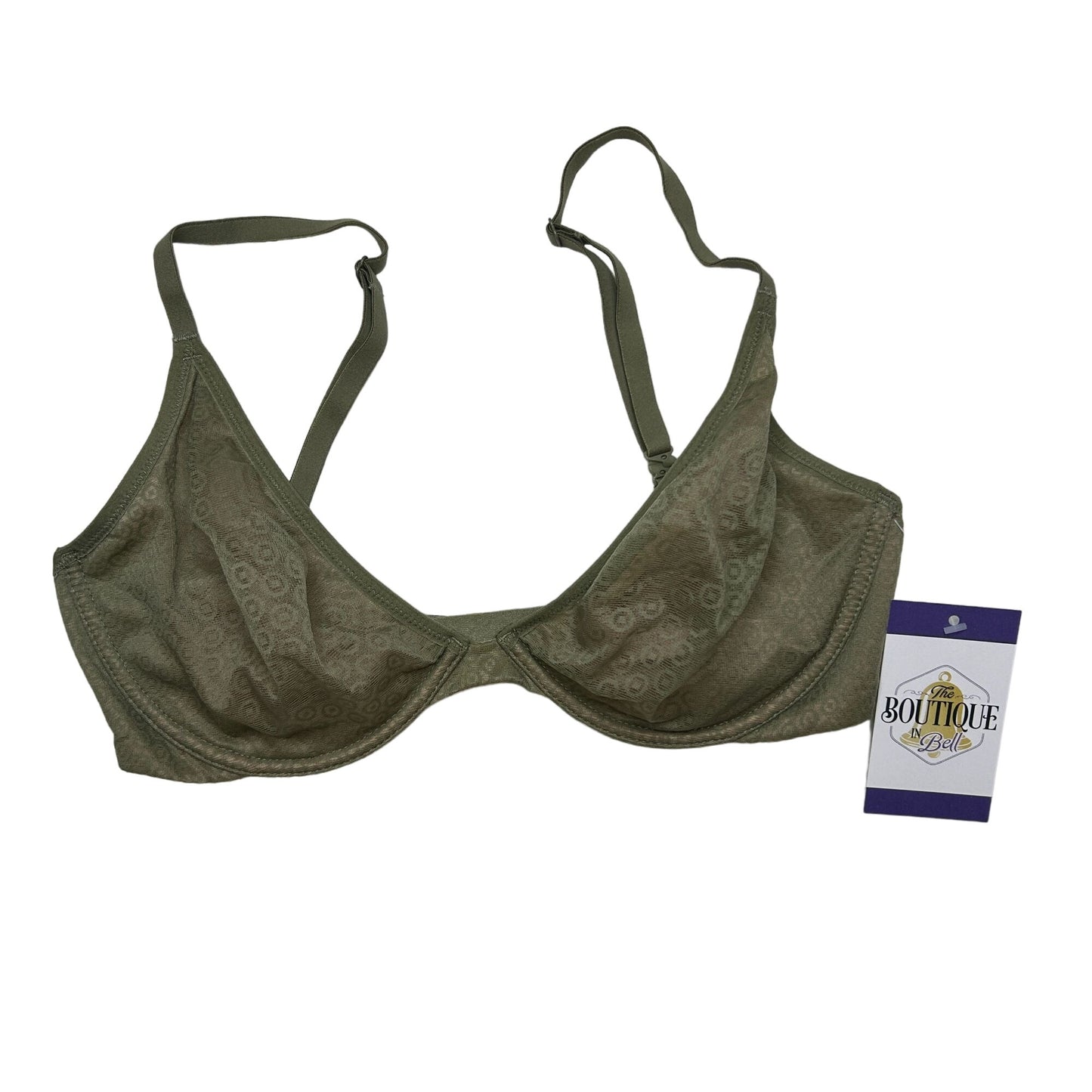 Victoria's Secret Body by Victoria 32DD Unlined Plunge Bra Mesh Olive Green