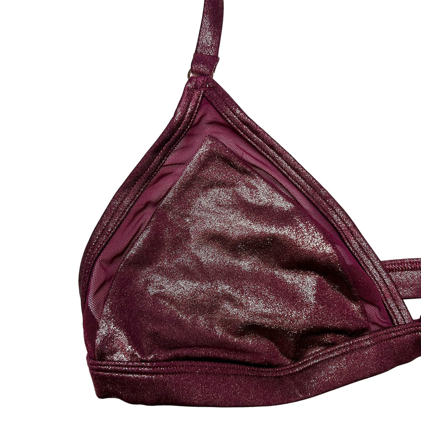 Victorias Secret PINK M Burgundy Shine Unlined Mesh Triangle Bralette Racerback