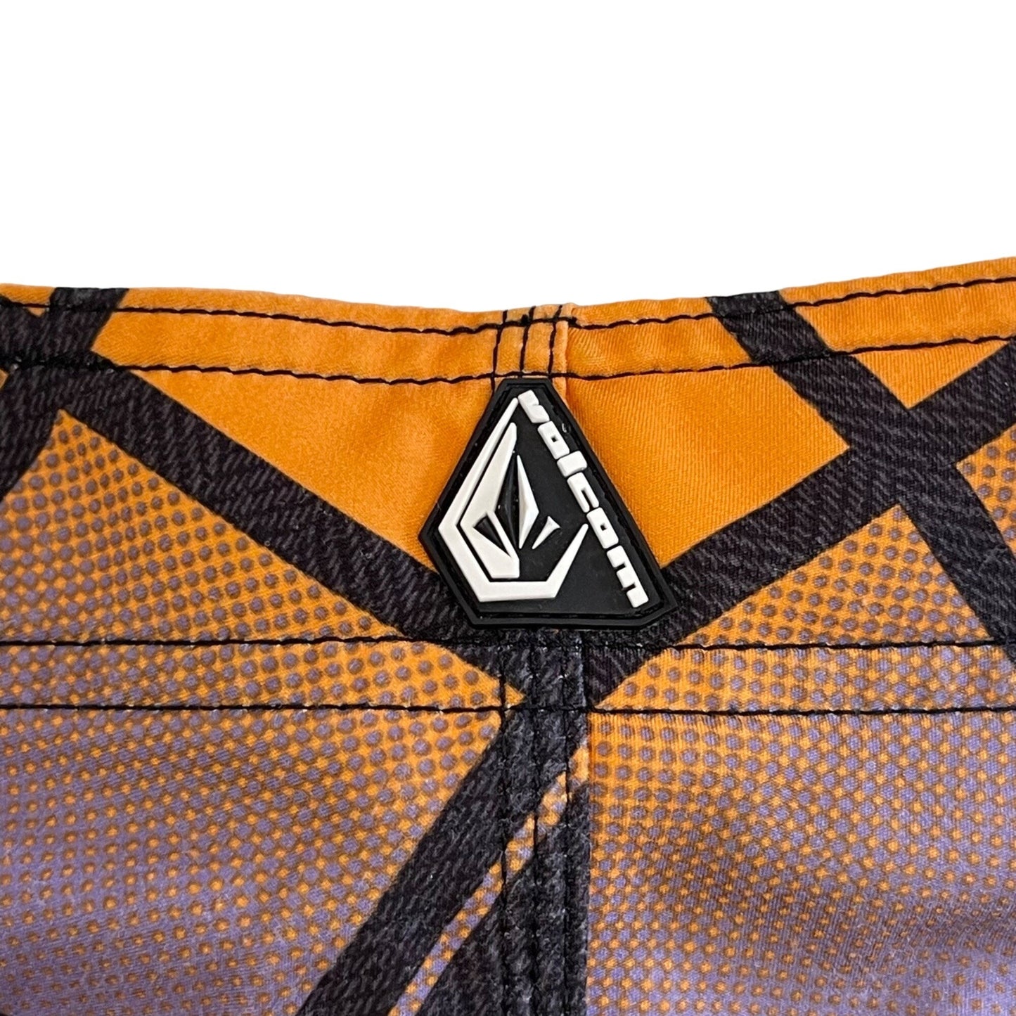 Volcom Boys 10 Armstrong Print Orange Boardshorts Swim Trunks Surf 4 Way Stretch