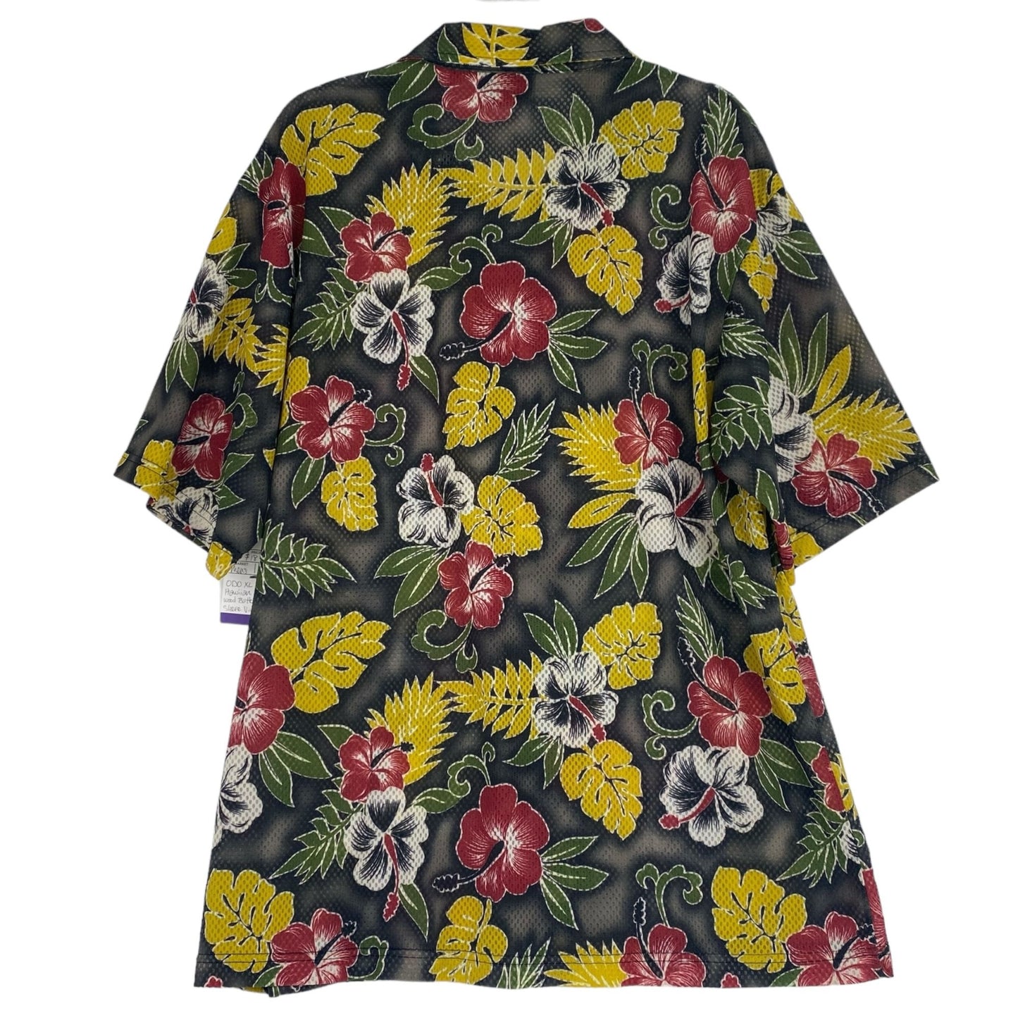 Vtg ODO Hawaiian Shirt XL Mesh Coconut Buttons 90s y2K Resort Cruise Beach Wear