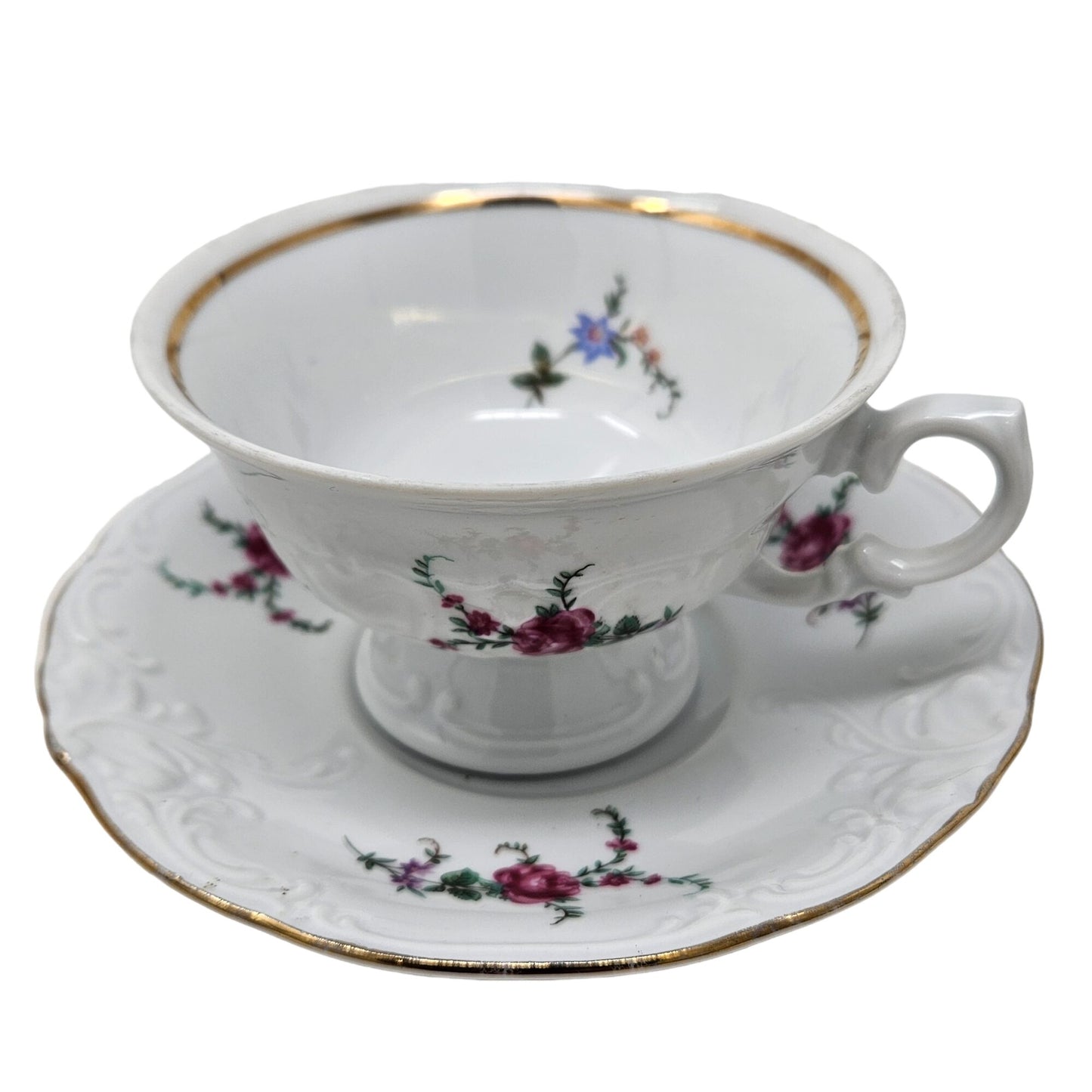 Vintage Wawel Vienna Royal Collection Tea Cup and Saucer Set of 4 Made in Poland