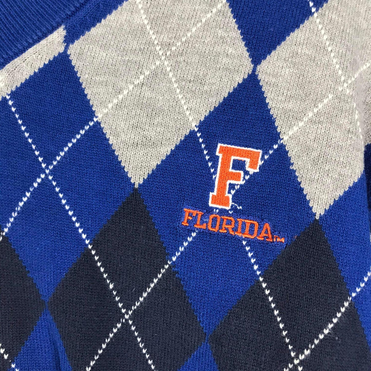 Lady Vesi Womens S Florida Gators Argyle Sweater Pullover Long Sleeve Blue White