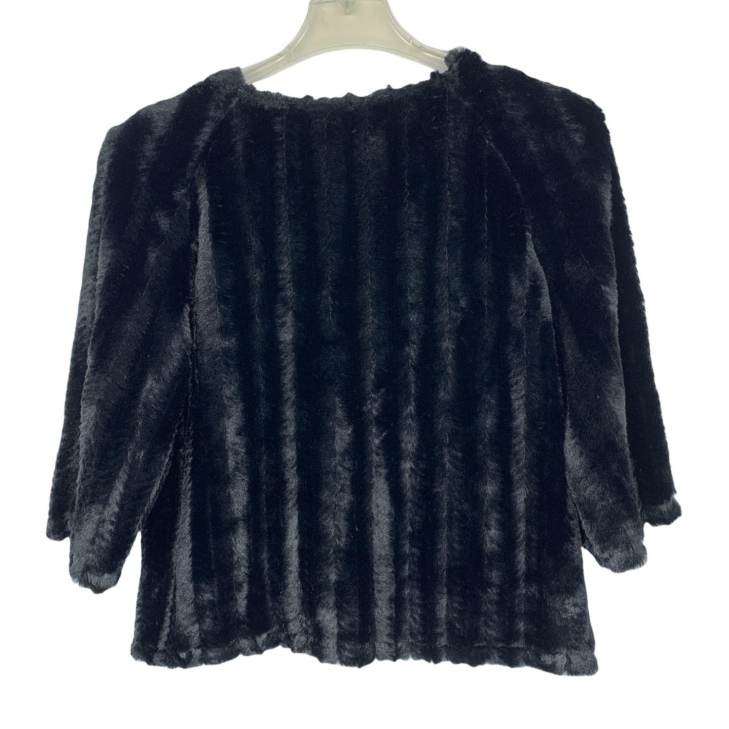 NWT New Direction Womens XL Black Faux Fur Jacket 3/4 Sleeve One Button Closure