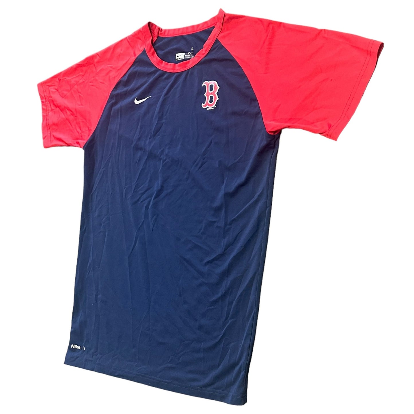 Nike Youth L Boston Red Sox Baseball Performance Tshirt Short Sleeve Blue Red