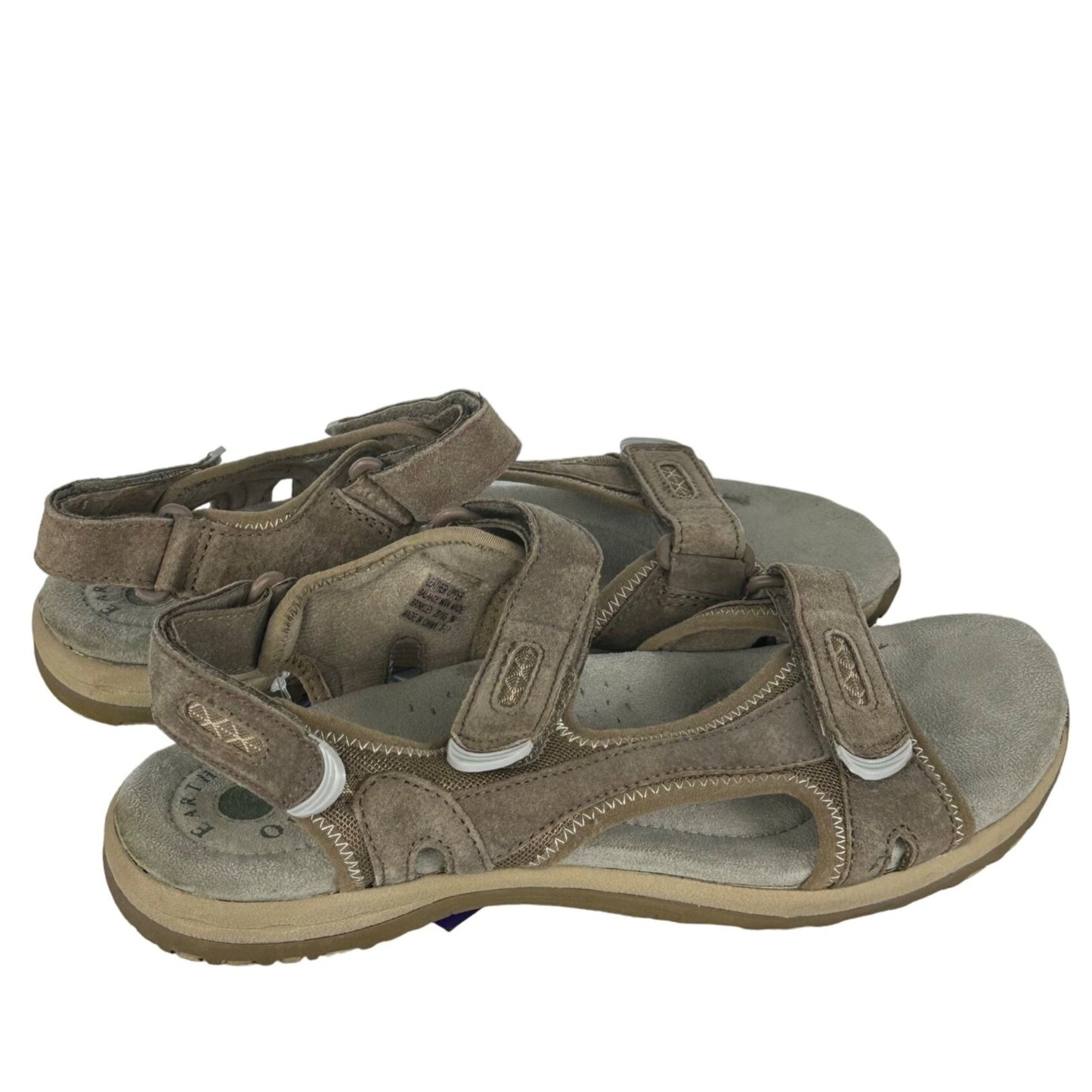 Earth Origins Womens 9 Brinkley Leather Sandals Tan NuBuck Strappy Comfort