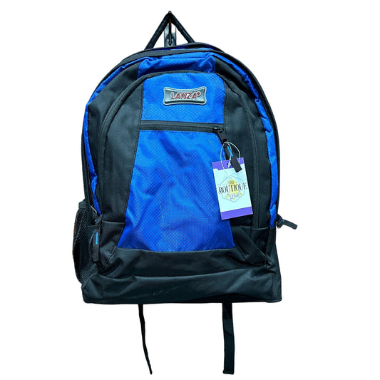 LANZA Blue Black Backpack Hiking Camping Travel School Knapsack