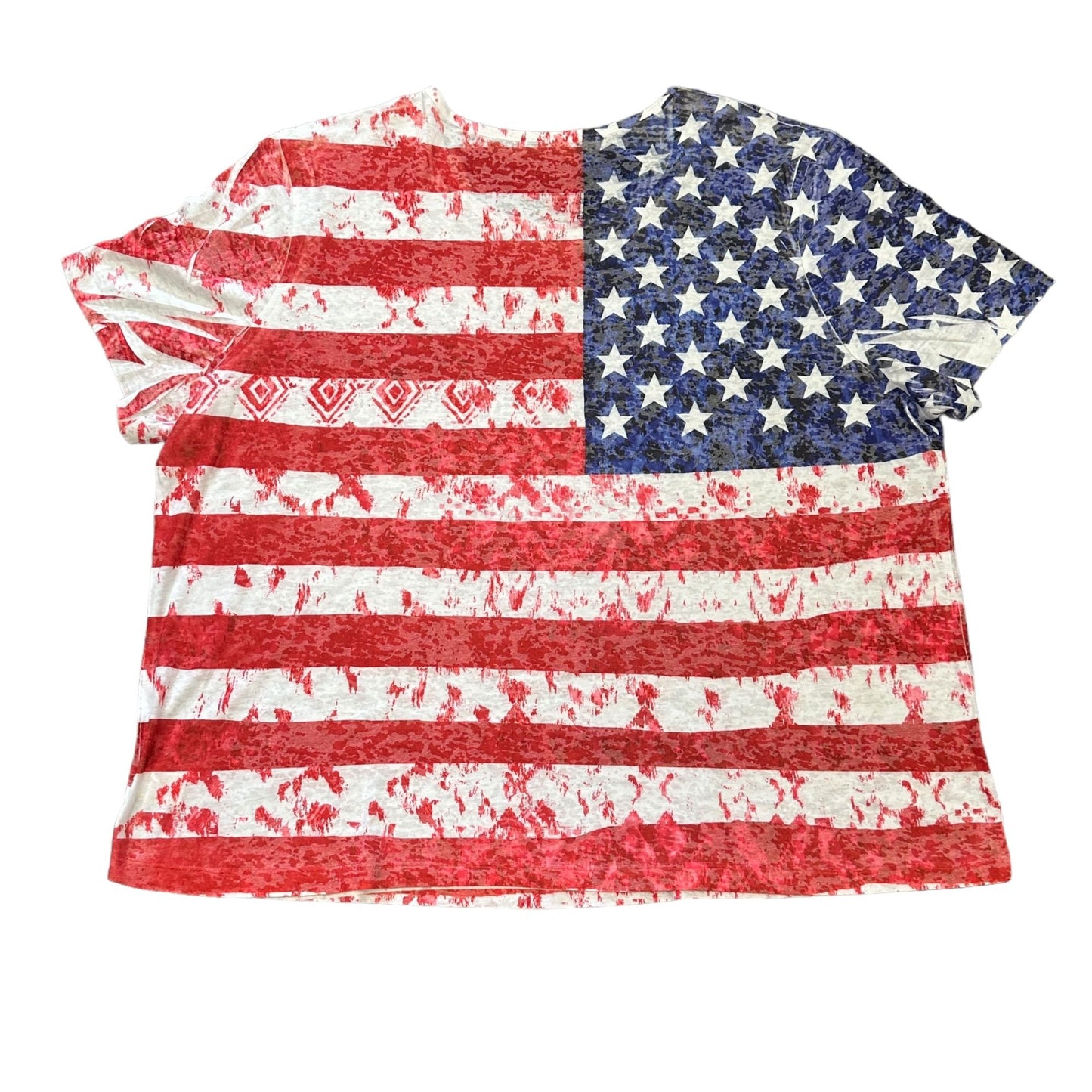 Coral Bay Womens 2X American Flag Burnout Tshirt All Over Print Patriotic USA