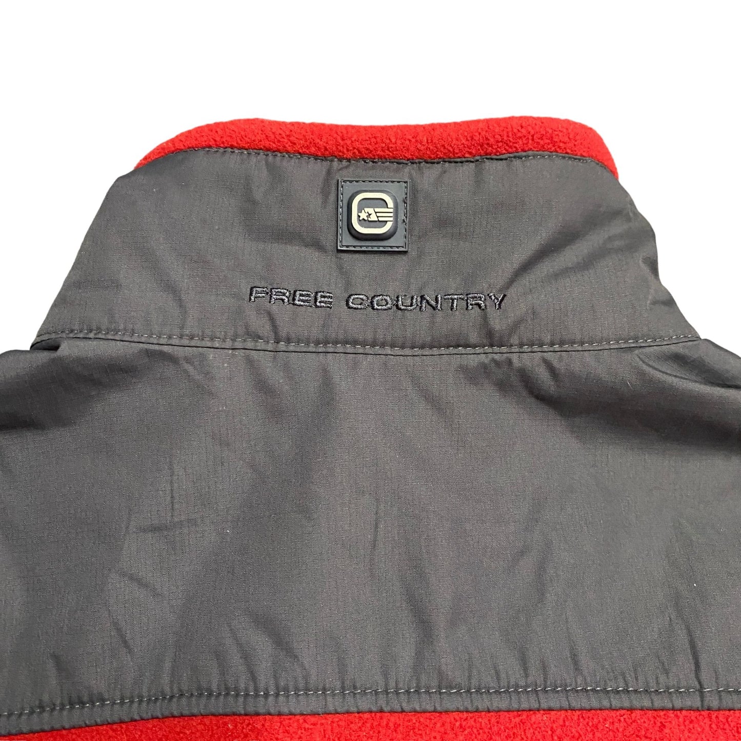 NWT Free Country Mens L Red Club Tech Fleece Jacket Gray Full Zip Pockets