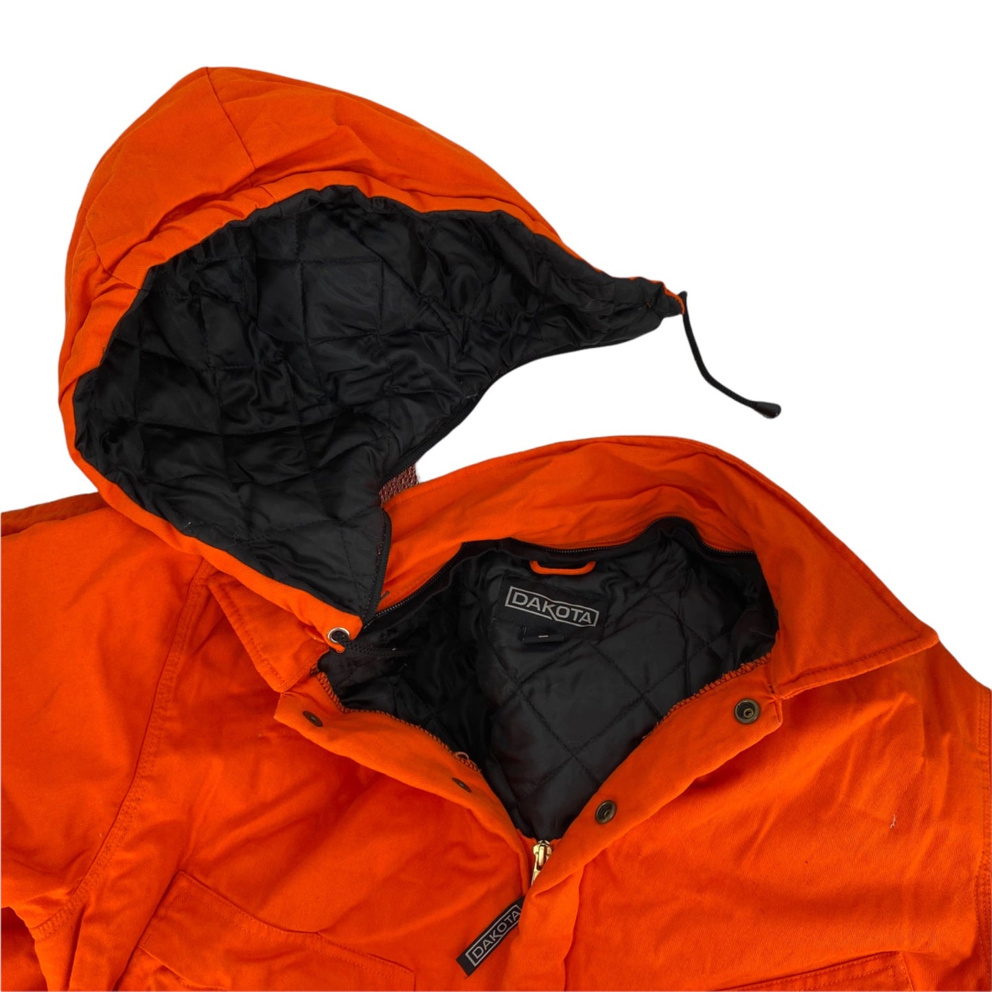 Dakota L Orange Insulated Overalls Hooded Outerwear Full Zip Multiple Pockets