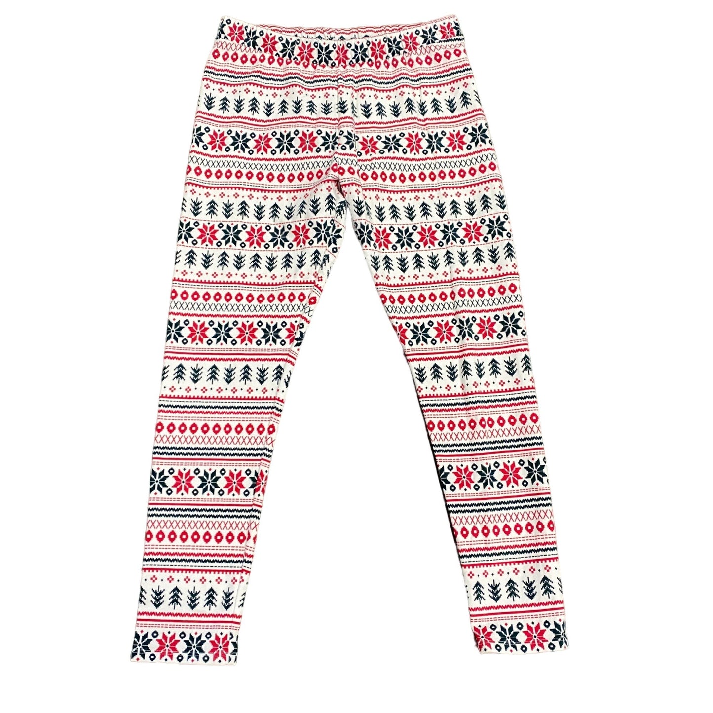 The Childrens Place Youth XXL Fairisle Christmas Leggings Red Green White Comfy