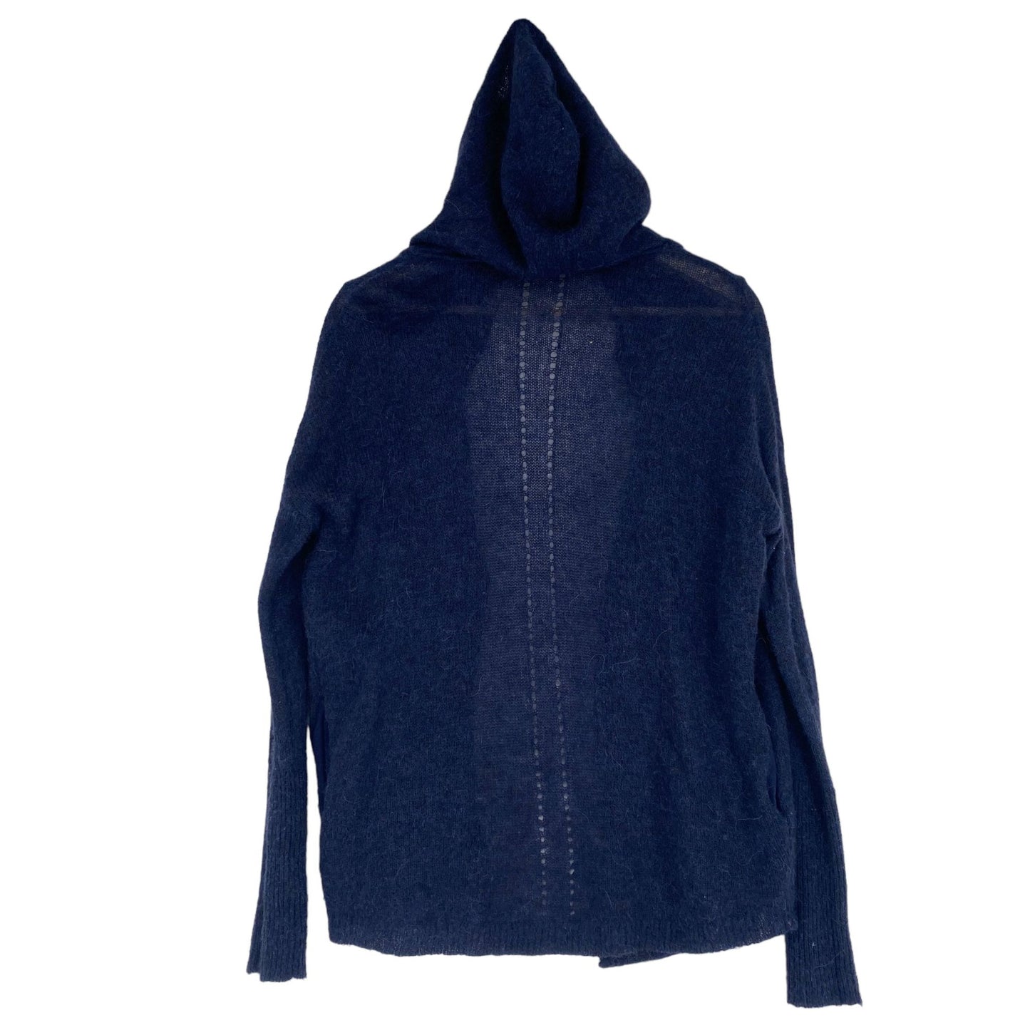 Anthropologie Moth Womens S Navy Blue Cardigan Hoodie Sweater Alpaca Wool