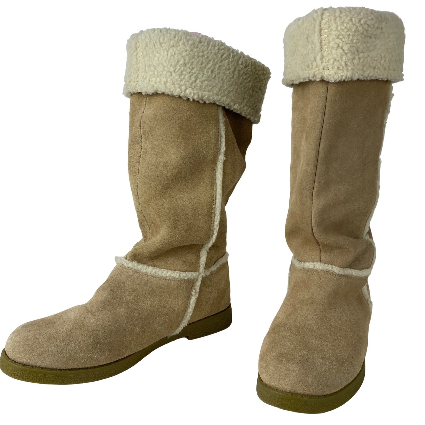 Xhilaration Size 7 Womens Tan Genuine Suede Knee High Boots Faux Fur Lining