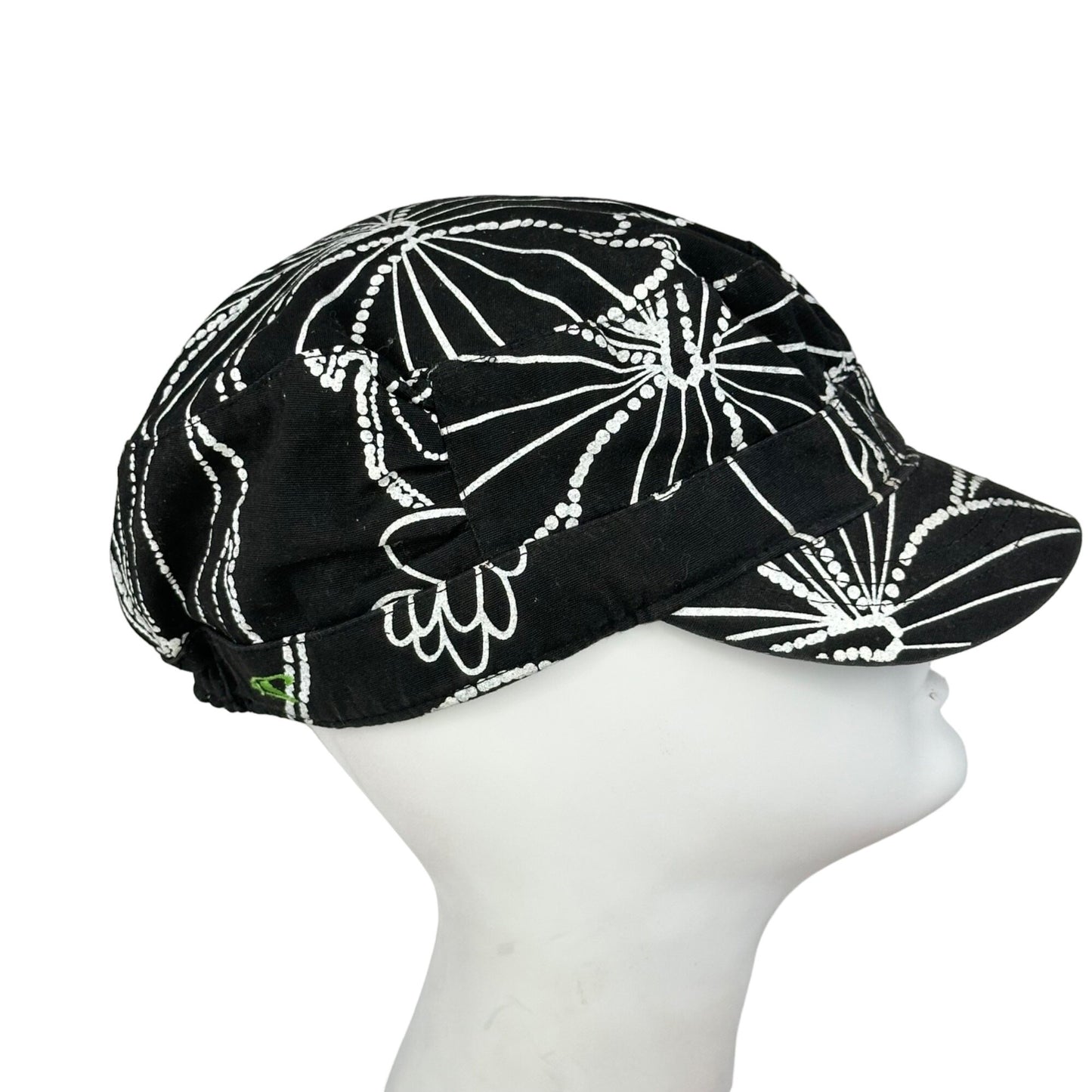 O'Neill Black White Fashion Pageboy Hat Logo Floral Print Embroidered y2K