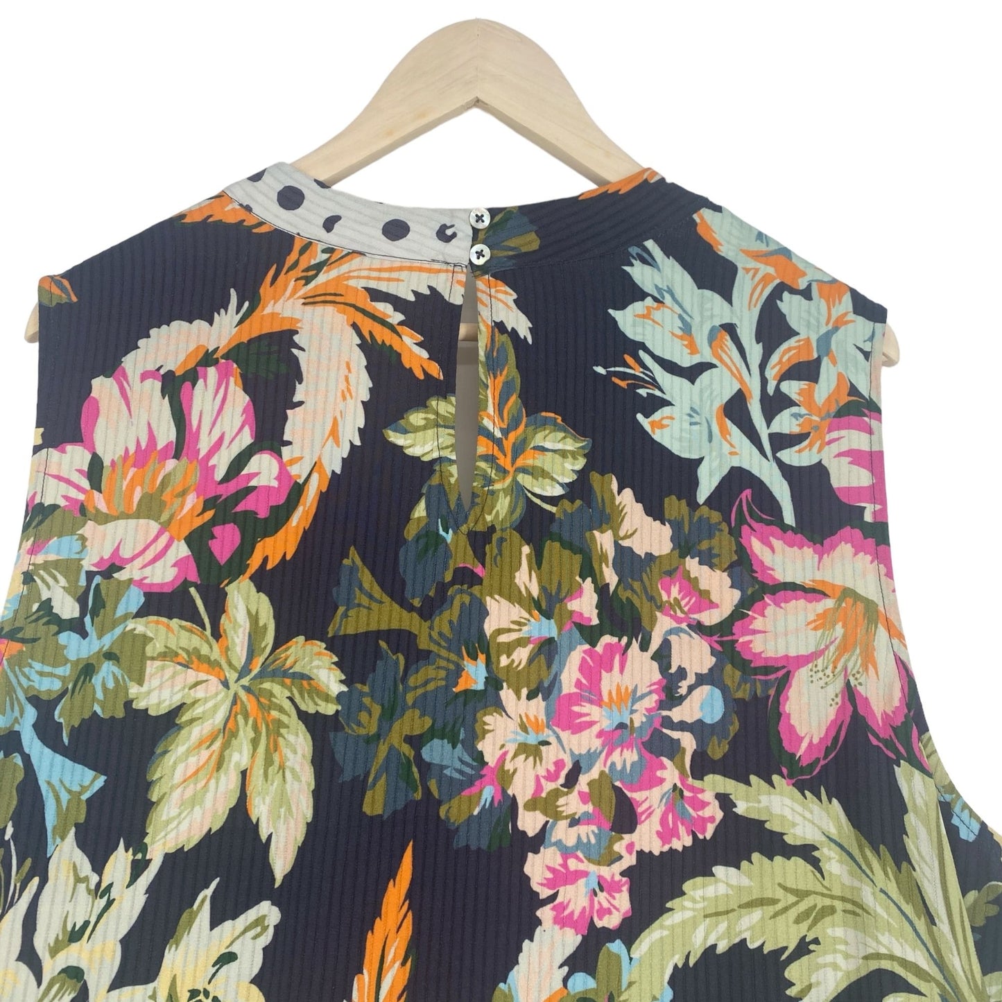 Soft Surroundings Womens 1X Flor De Pluma Floral Blouse Sleeveless Multi-Color