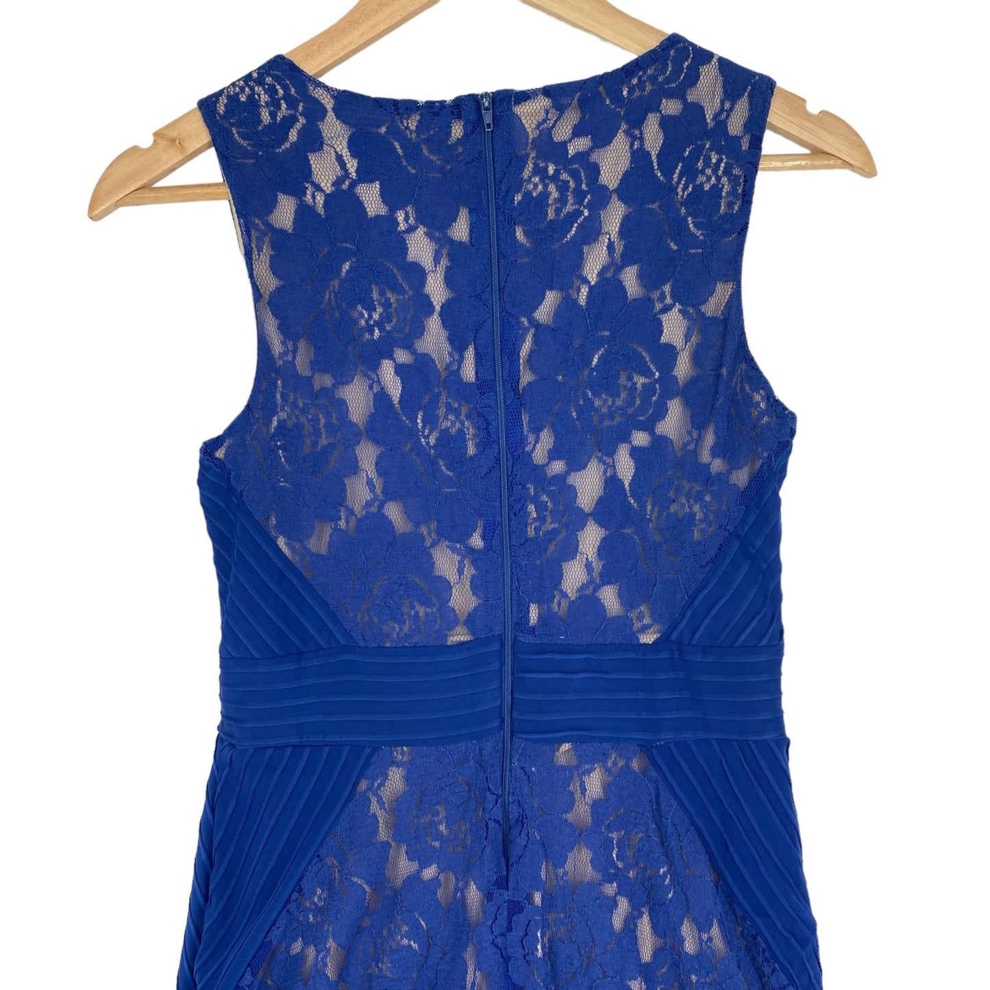 Danny Nicole Womens 4 Royal Blue Sheath Dress Lace Fit Flare VNeck Sleeveless