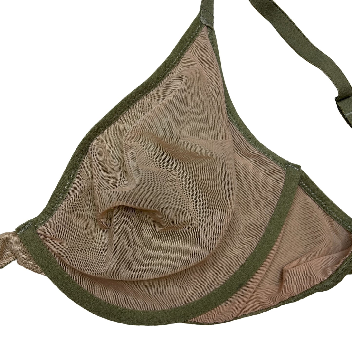 Victoria's Secret Body by Victoria 32DD Unlined Plunge Bra Mesh Olive Green