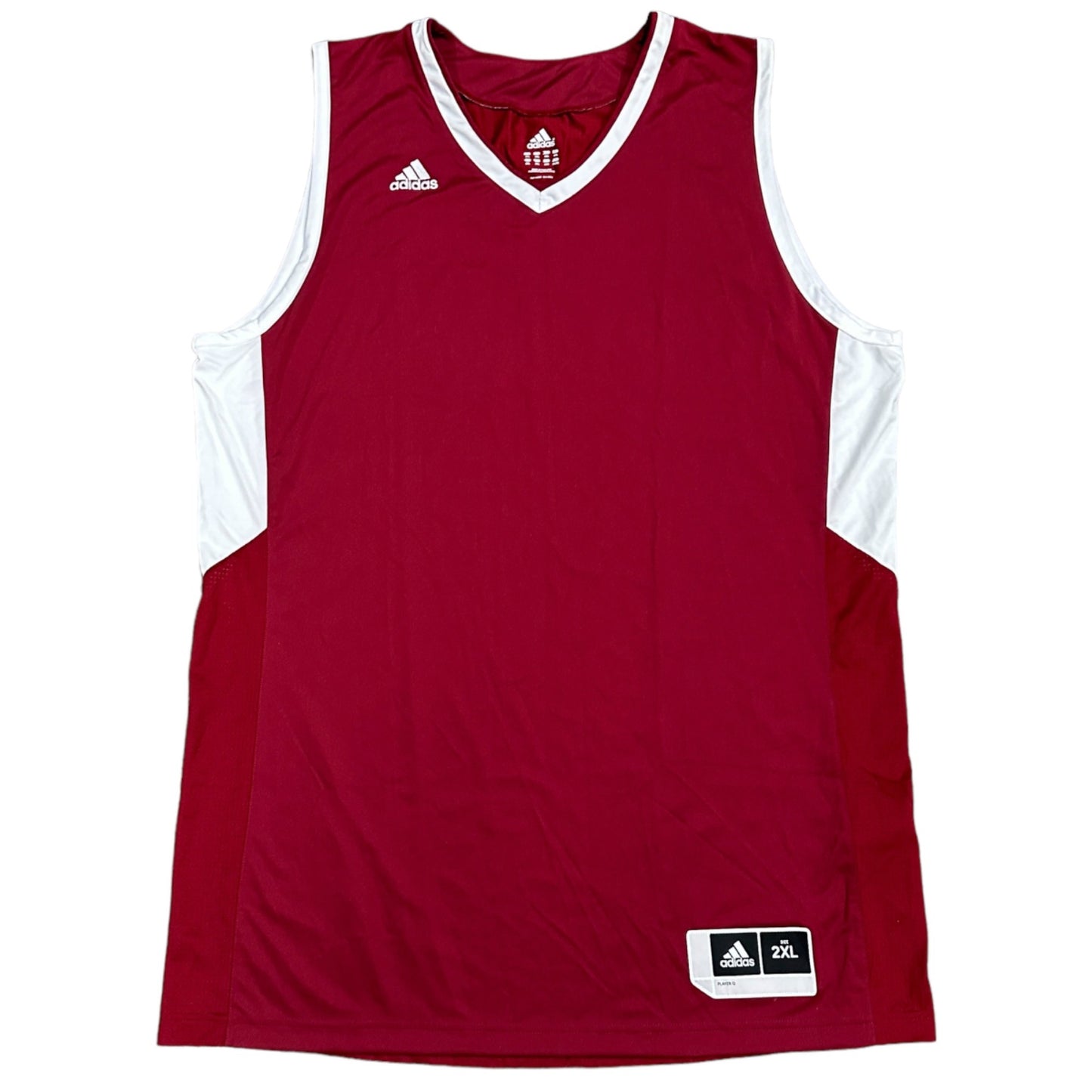 Adidas Mens 2XL Team Jersey Tank Red Maroon White Sleeveless Blank Basketball