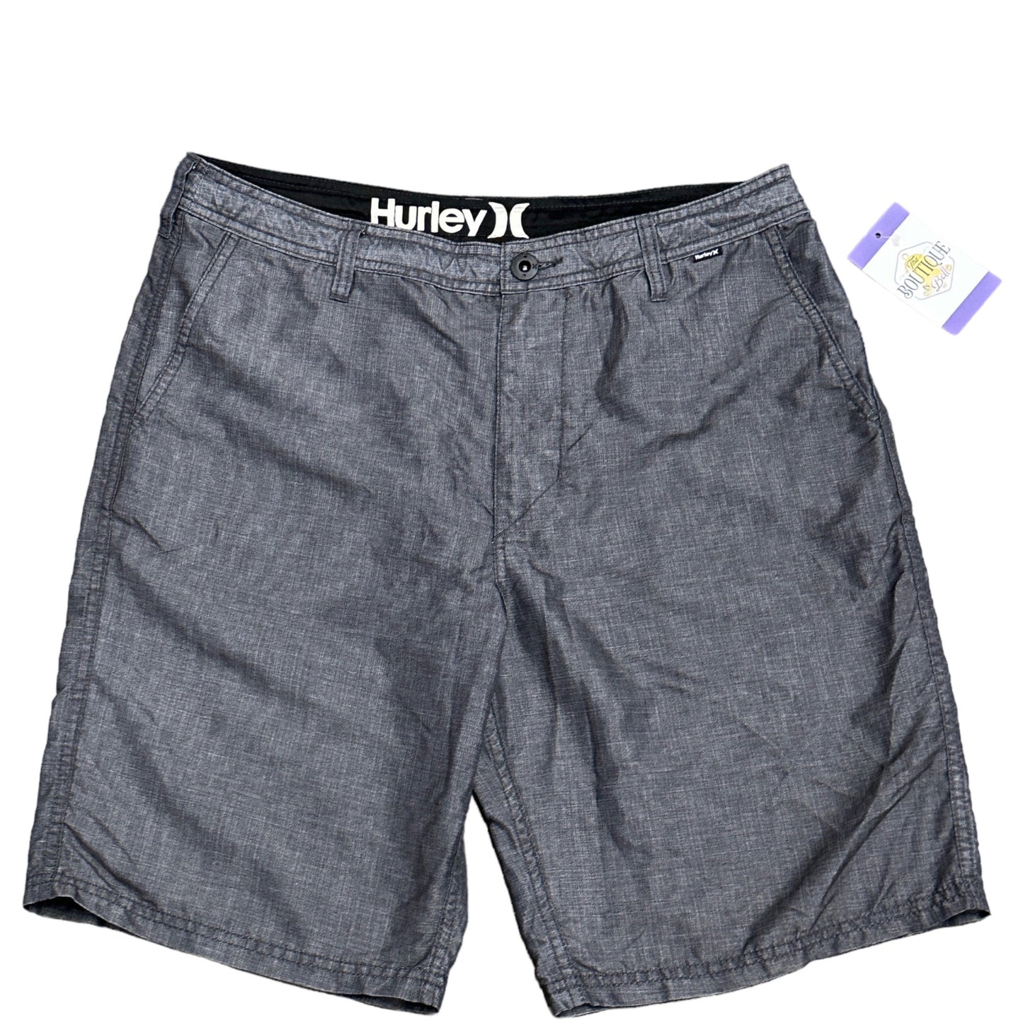 Hurley Mens 32 Black Gray Dri Walkshorts Mesh Pockets Drawstring Shorts Casual