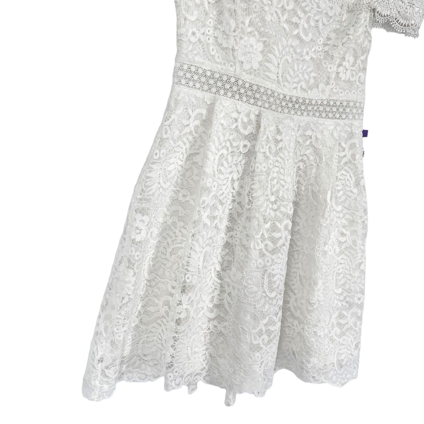 Francescas M White Lace Mini Dress Fit Flare Off Shoulder F17D412-B Lined Zip