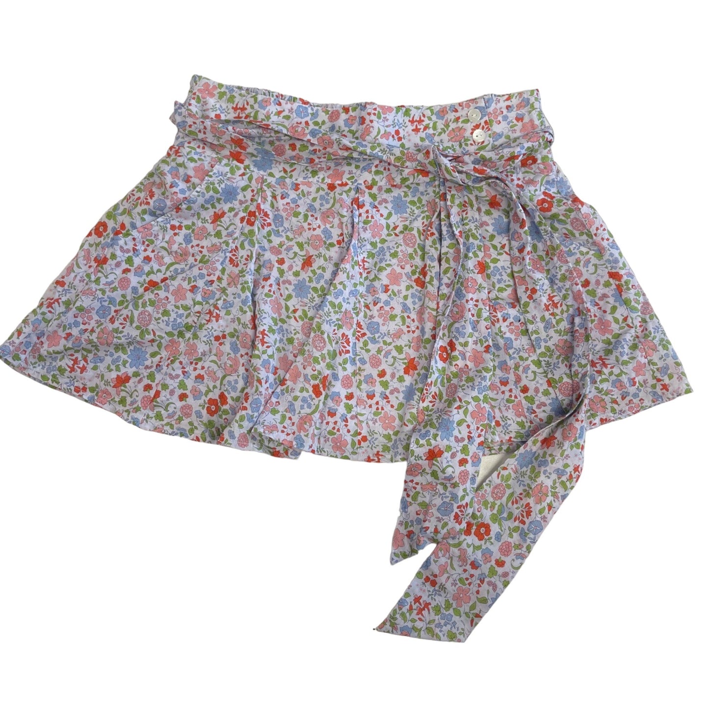 AEO S Floral Mini Skirt Elastic Smocked Waist Pockets Button Detail High Waist